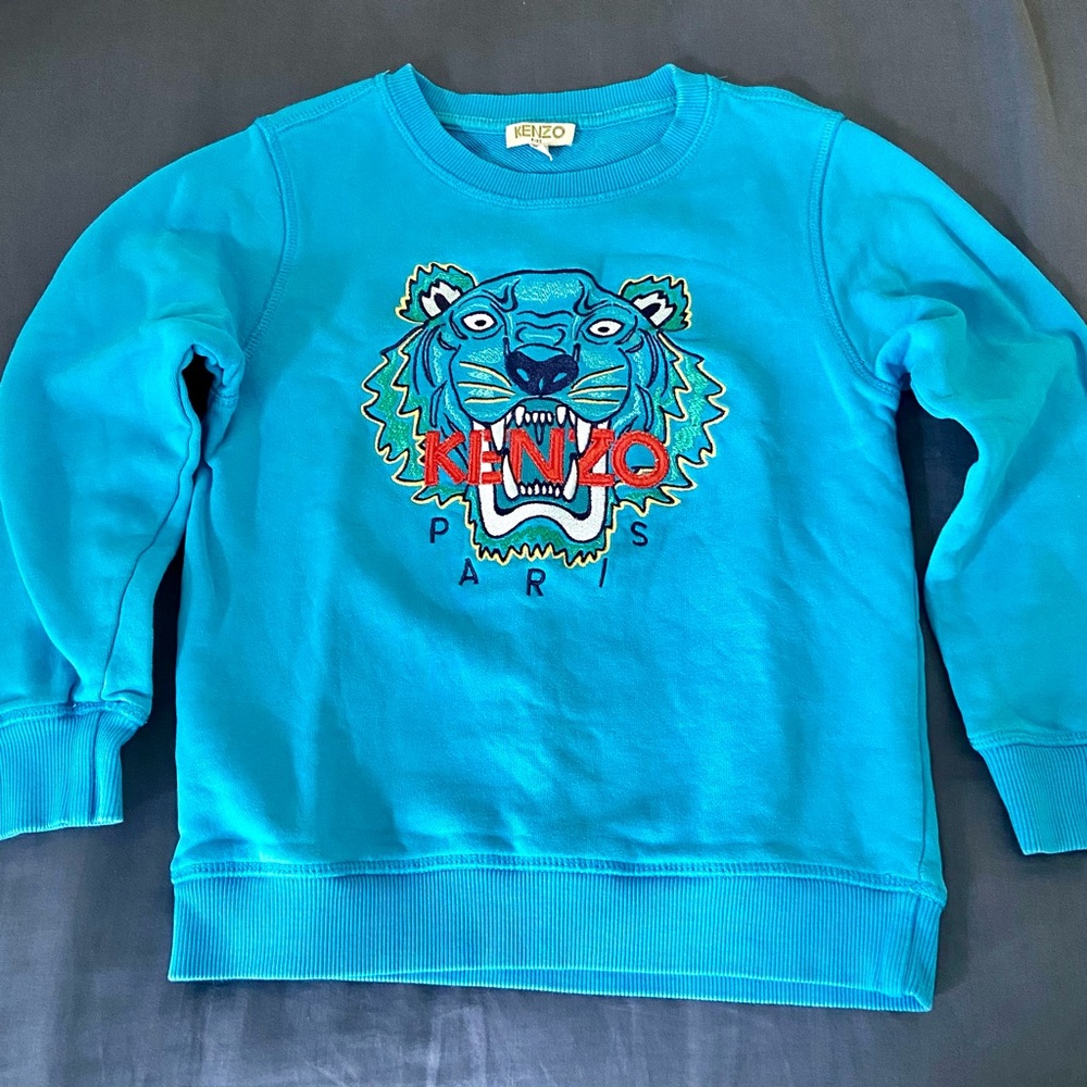 KENZO Boys Torquoise tiger sweatshirt Size 8 /128